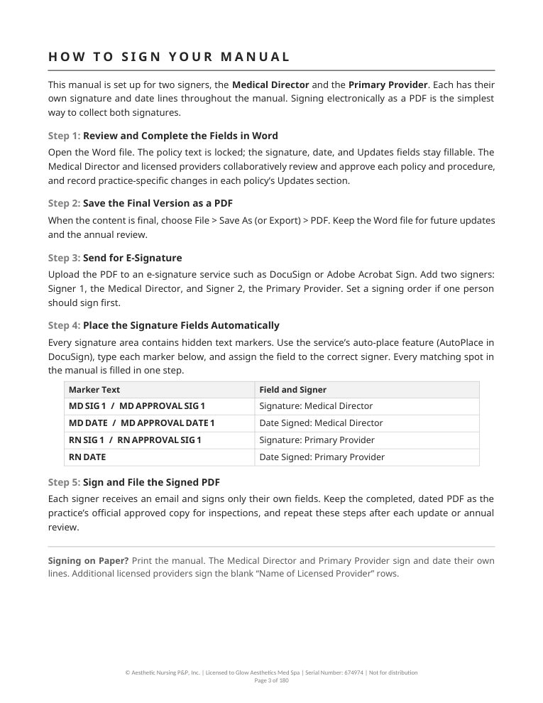 How To Sign Your Manual instruction page