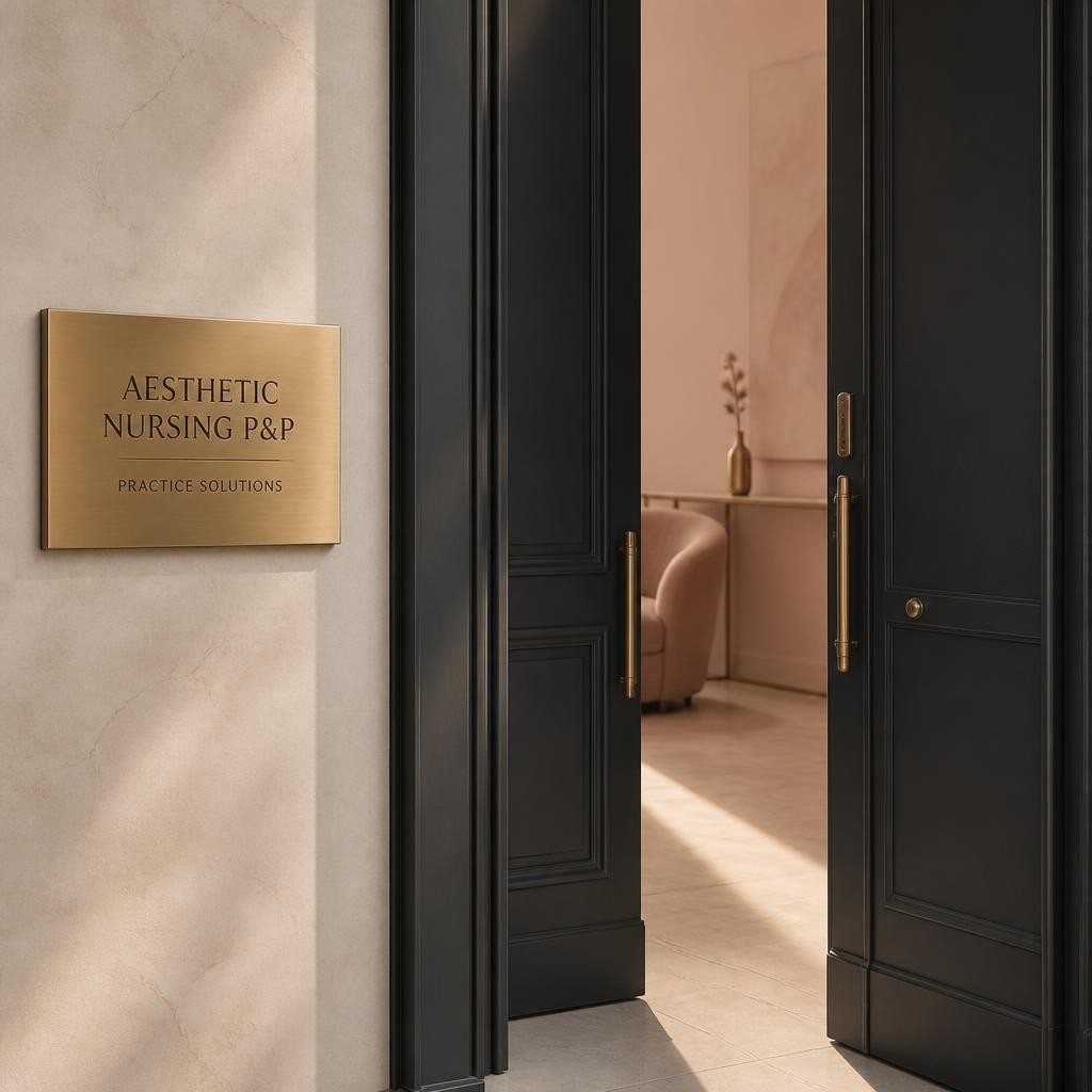 Practice Entrance With Aesthetic Nursing P&P Signage